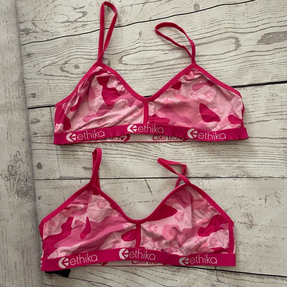 Ethika camouflage pink Breast Cancer Champ Bralette set of 2 large